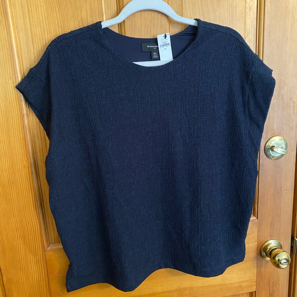 Banana Republic Blue Boxy Cuffed Sleeve Tee NWT